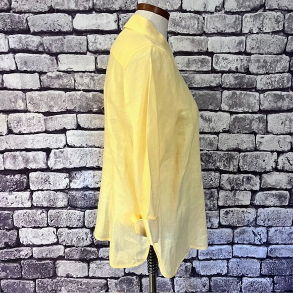 Talbots Light Yellow Button Down Blouse - Picture 7 of 8
